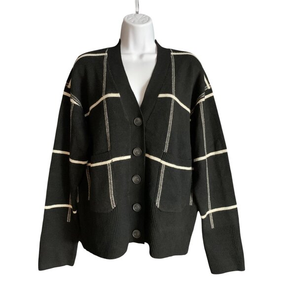 A New Day Womens Black Plaid Button-Up Cardigan Sweater With Pockets Size Small - Picture 13 of 14